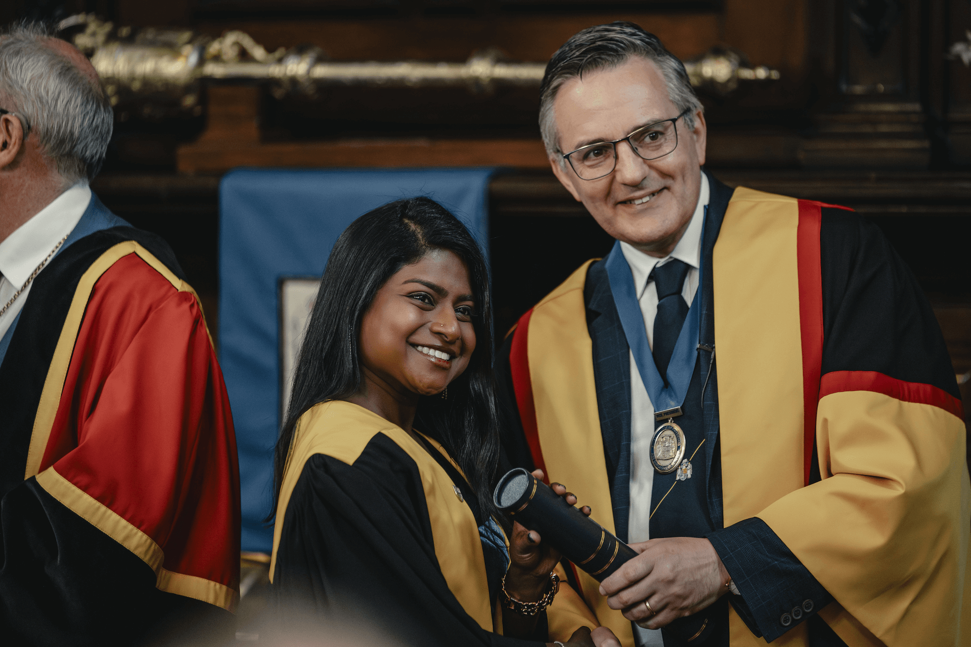 A graduating surgeon in academical dress